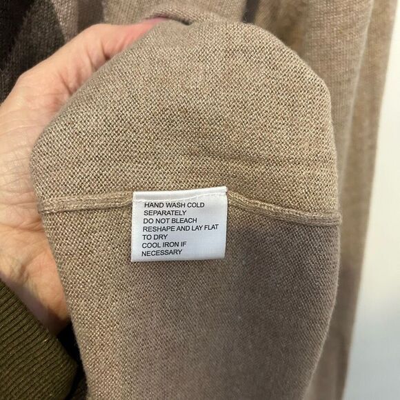 AMERICAN BLUE Sweater Mens XL Argyle Silk Rayon Cashmere Brown old money grandpa - Picture 5 of 8